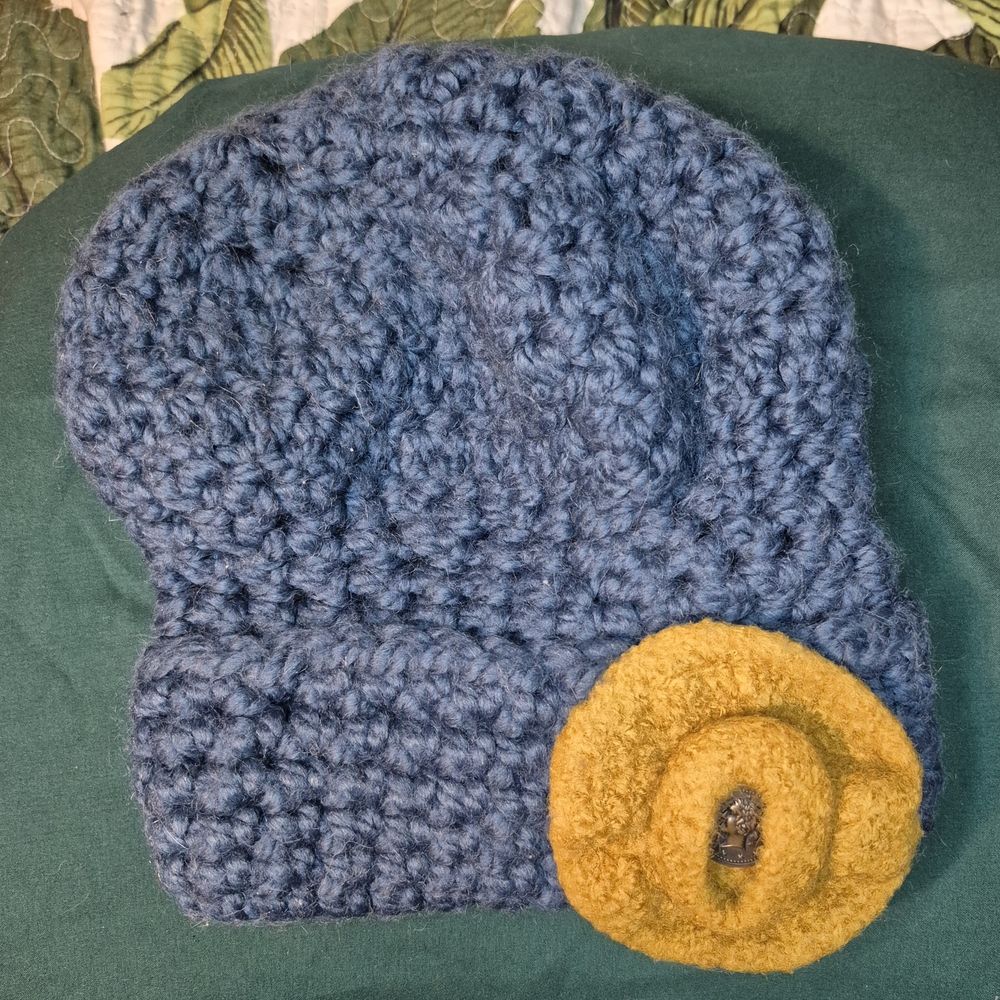 Handcrafted Blue and Yellow Crochet Beanie